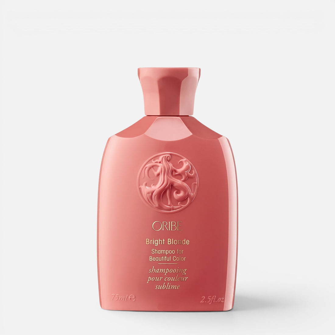 Shop Rescue Spa Oribe Bright Blonde travel size shampoo bottle in a soft pink container with embossed logo