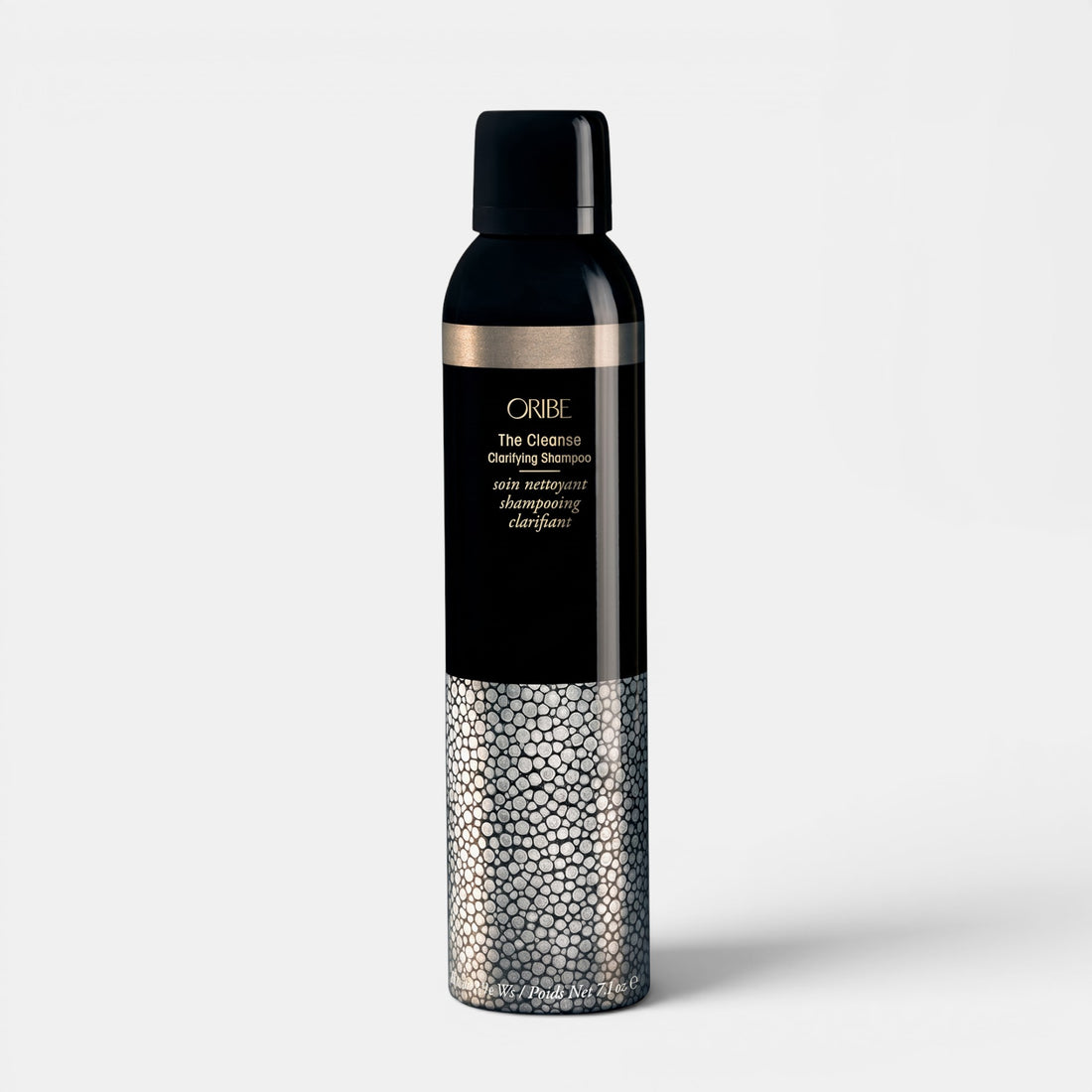 Shop Rescue Spa Oribe The Cleanse Clarifying Shampoo aerosol mousse bottle with black and textured metallic design