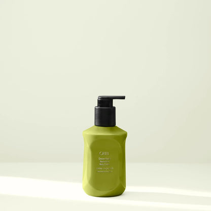Shop Rescue Spa Oribe Desertland Restorative Body Creme 300ml, a lime green pump bottle with black pump.