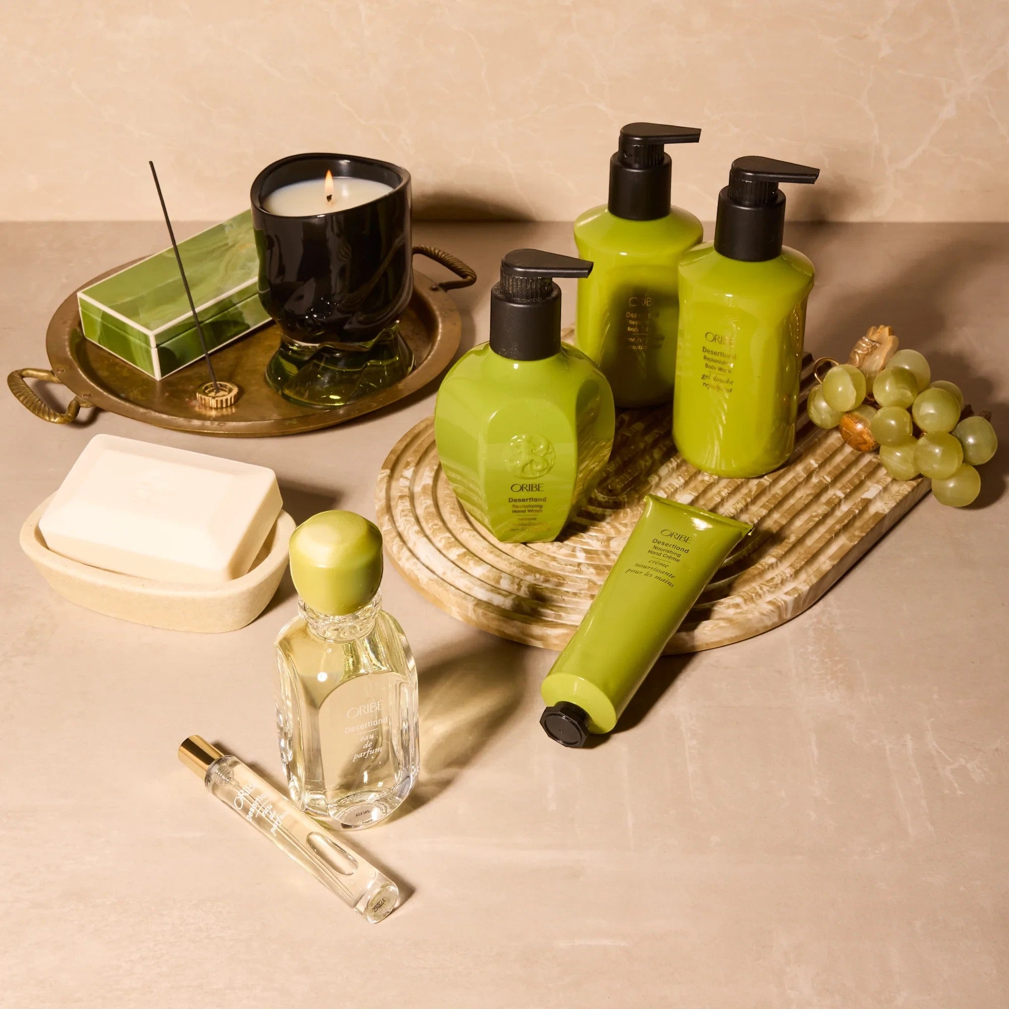 Shop Rescue Spa Oribe Desertland revitalizing hand wash in a green pump bottle with rich lather.