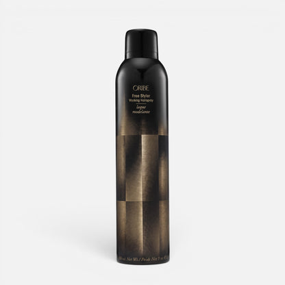 Shop Rescue Spa Oribe Free Styler Working Hair Spray in a black and gold 300ml aerosol bottle for light hold styling.