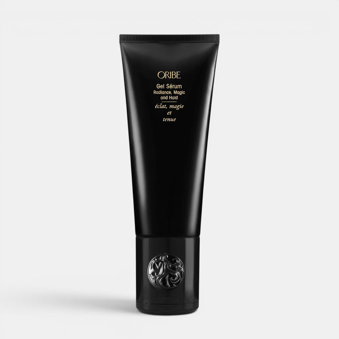 Shop Rescue Spa Oribe Gel Serum in a sleek black 150ml tube for flexible hold, moisture, and radiant shine.