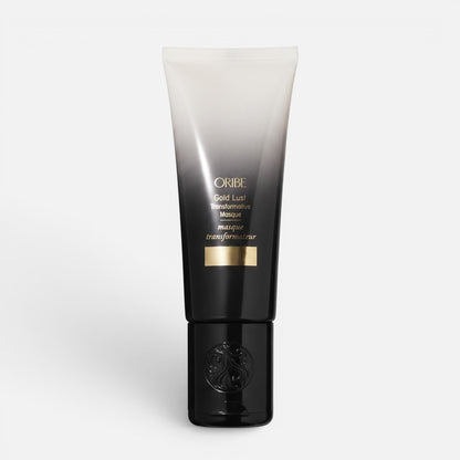 Shop Rescue Spa Oribe Gold Lust Transformative Mask in a black and white gradient squeeze tube for hair repair.