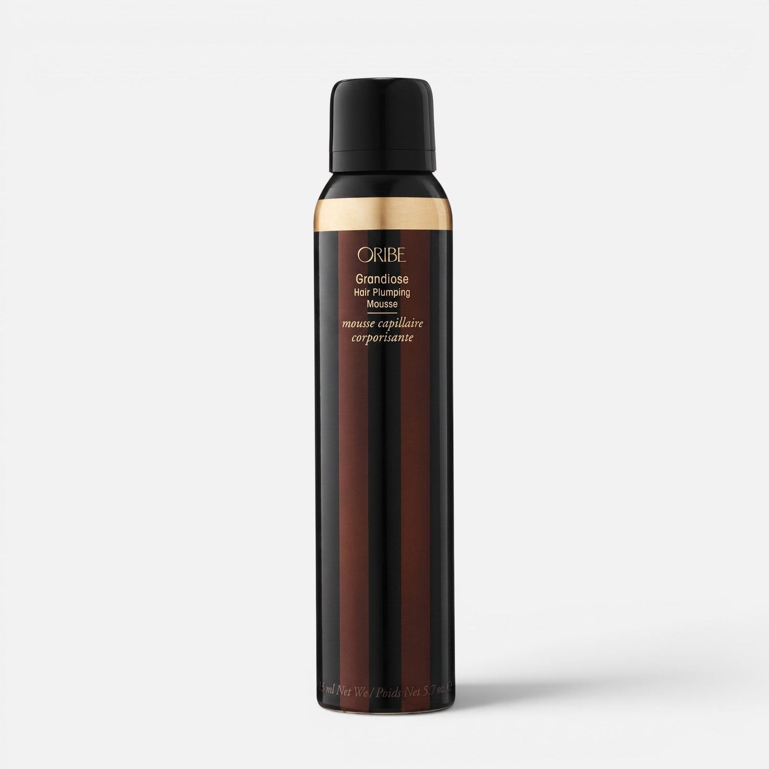 Shop Rescue Spa Oribe Grandiose Hair Plumping Mousse in a sleek black and gold 5.7 oz bottle for voluminous hair.