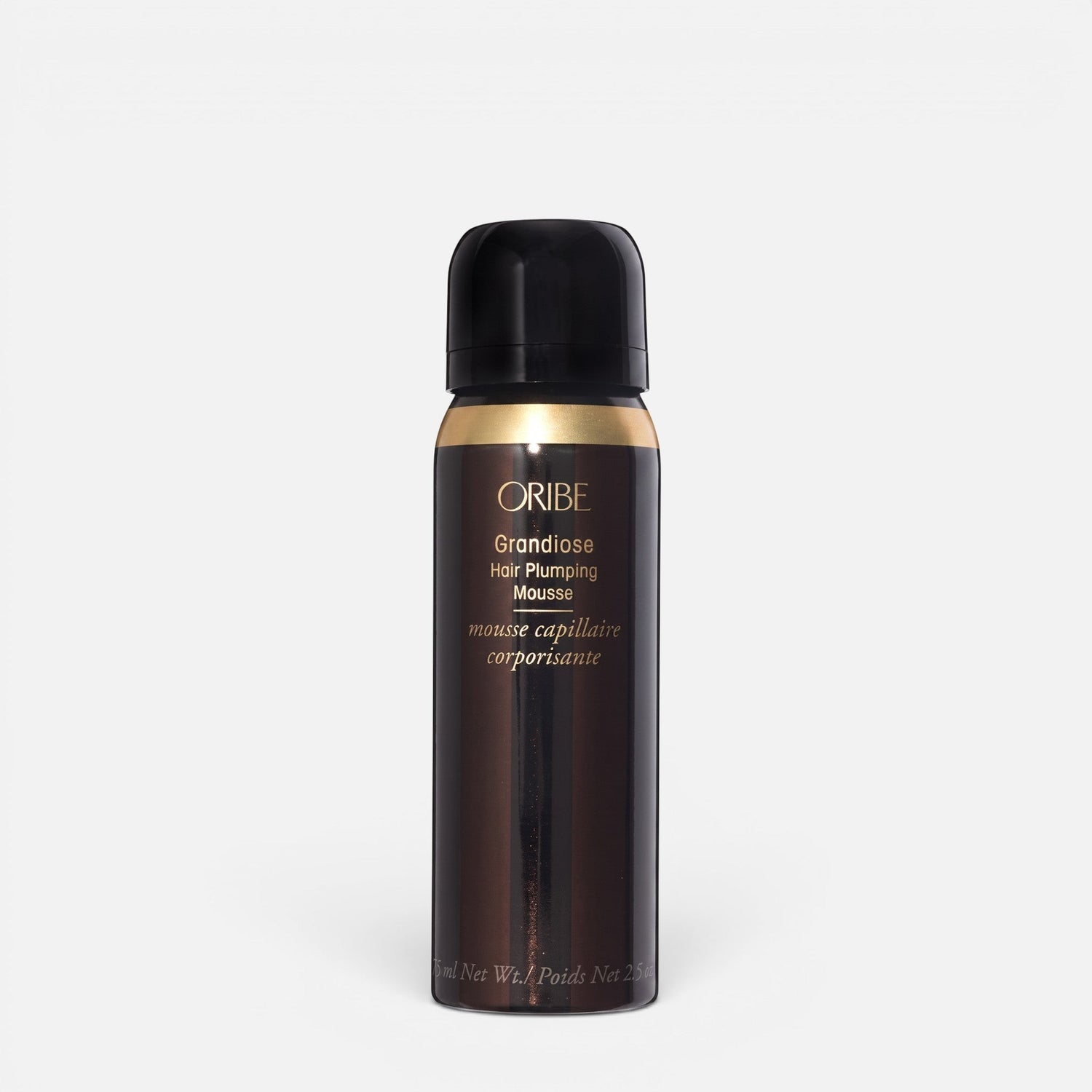 Shop Rescue Spa Oribe Grandiose Hair Plumping Mousse in a dark brown bottle for added volume and thickness