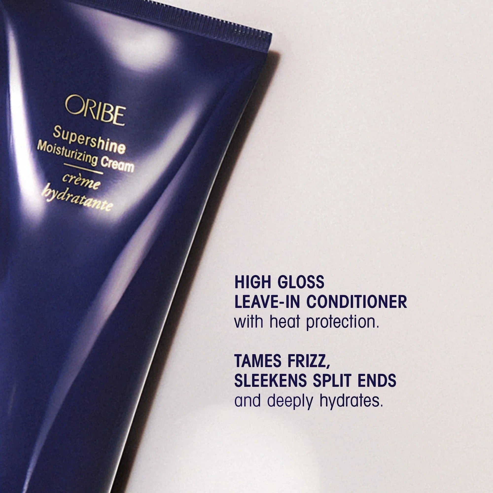 Shop Rescue Spa Oribe Supershine Moisturizing Cream in a dark blue tube for high-gloss, frizz-taming hair care.