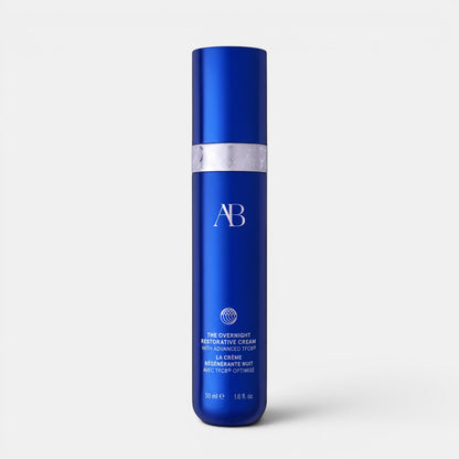 Shop Rescue Spa The Overnight Restorative Cream in a sleek blue pump bottle for deep hydration and skin renewal.