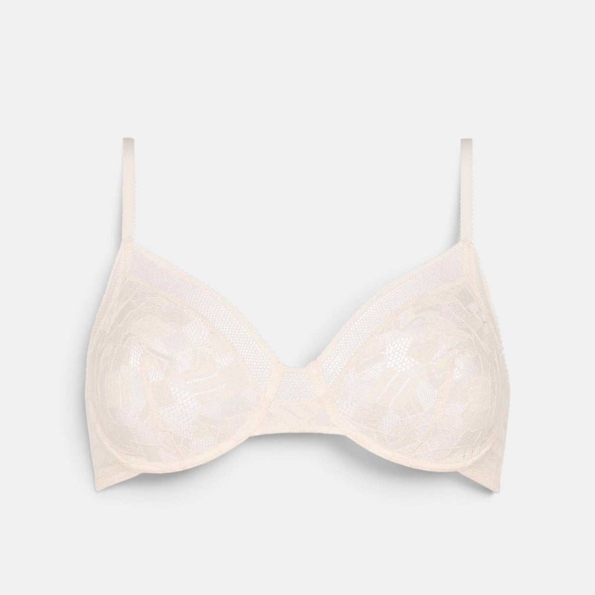 Shop Rescue Spa Paradis full-cup bra in toile a beurre featuring delicate lace detailing and thin adjustable straps.