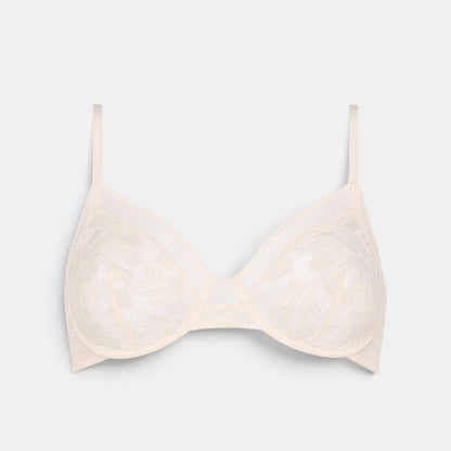 Shop Rescue Spa Paradis full-cup bra in toile a beurre featuring delicate lace detailing and thin adjustable straps.