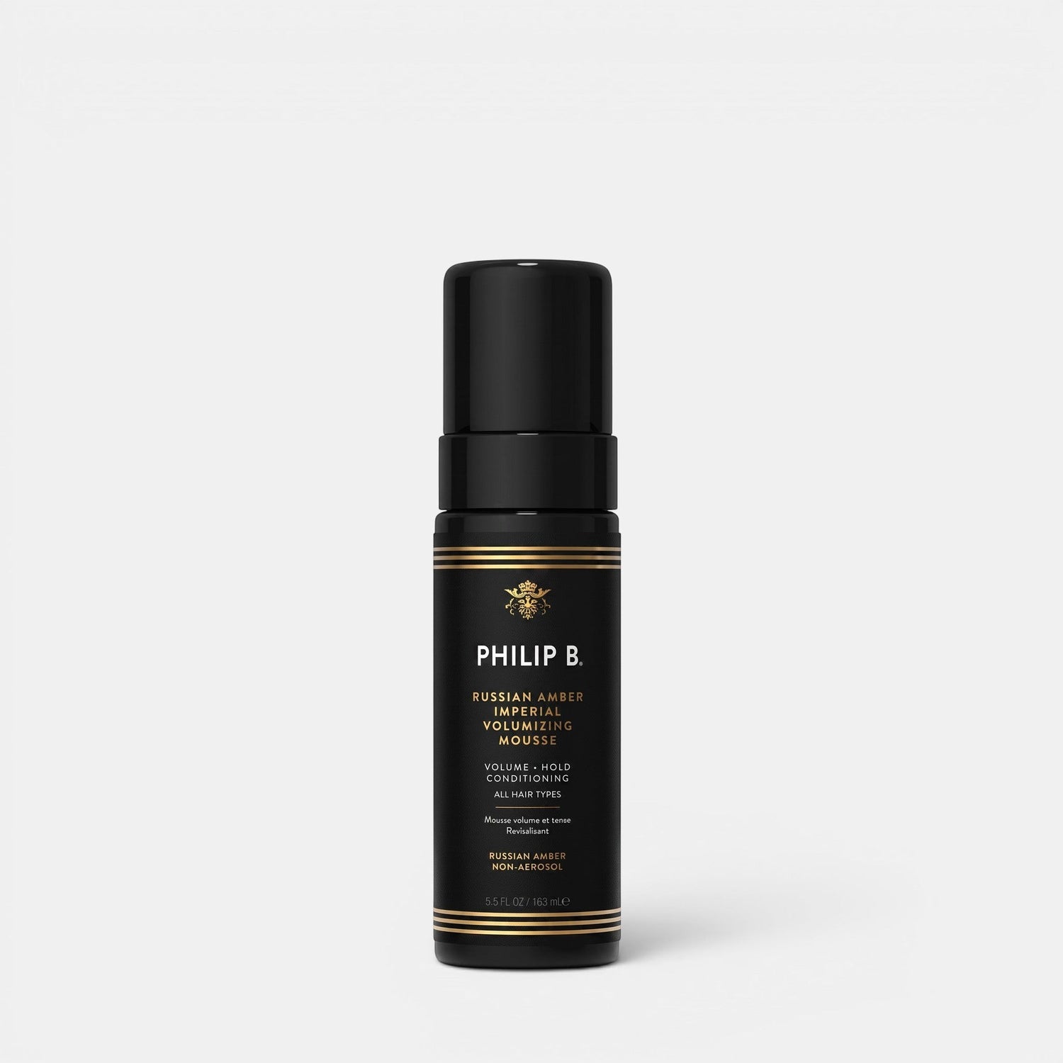 Shop Rescue Spa Philip B. Russian Amber Imperial Volumizing Mousse in a black bottle for all hair types