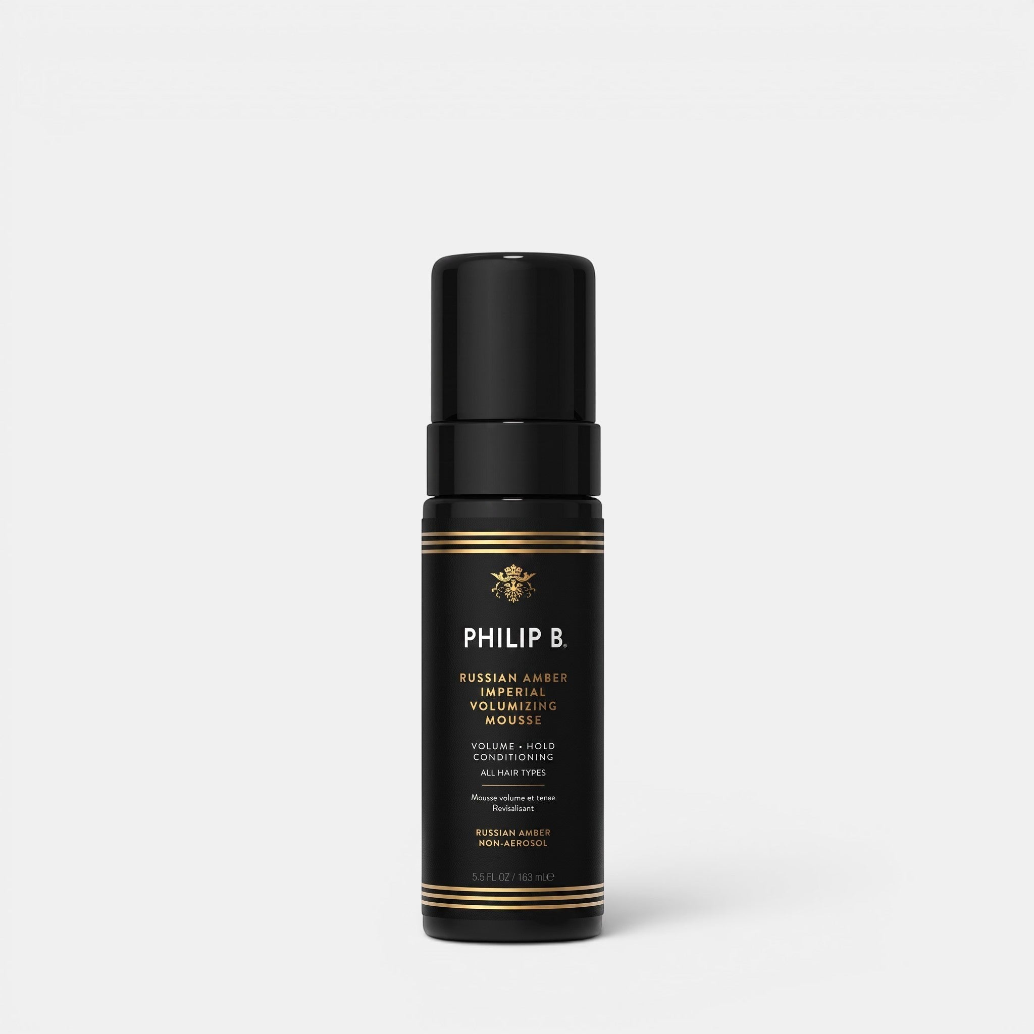 Shop Rescue Spa Philip B. Russian Amber Imperial Volumizing Mousse in a black bottle for all hair types