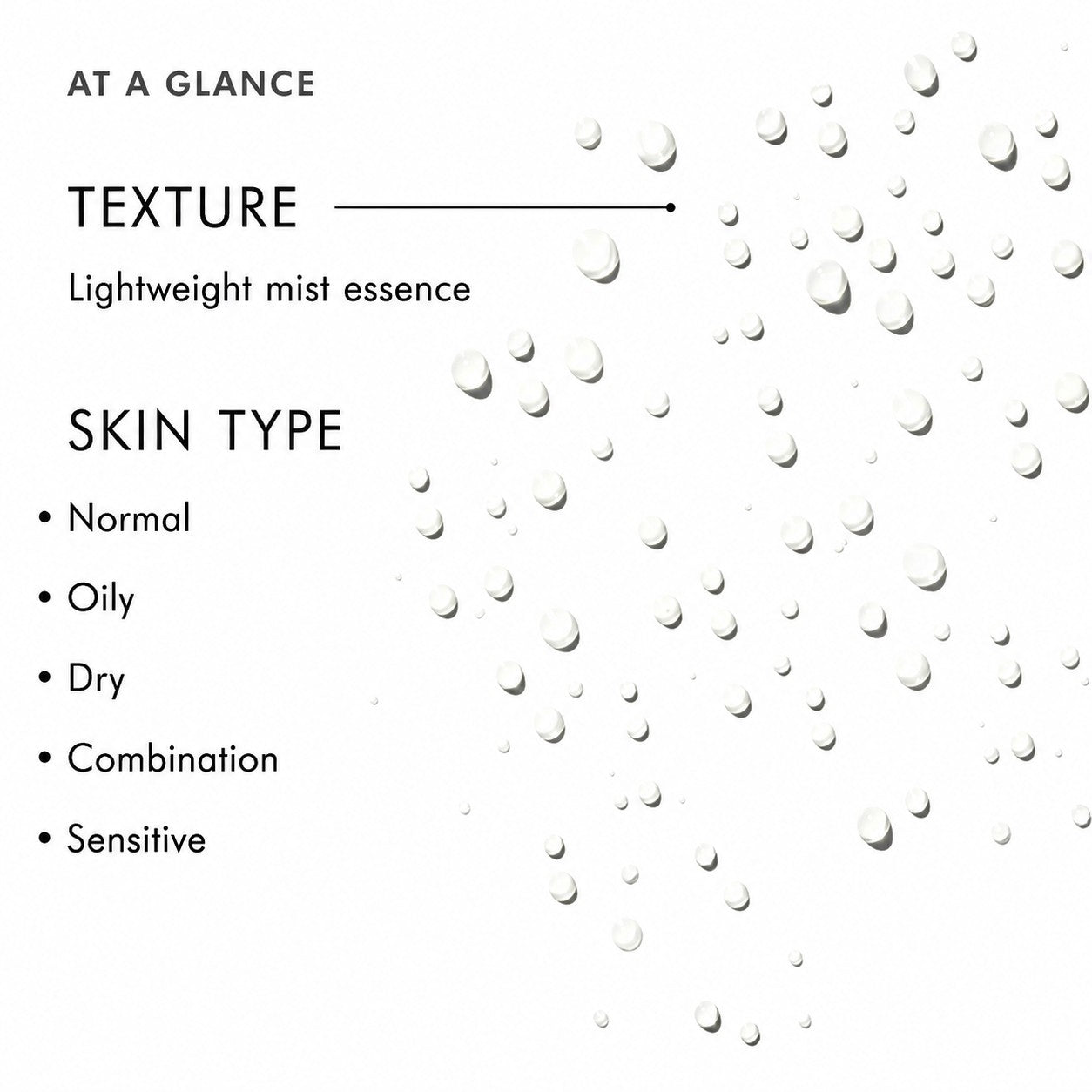 Shop Rescue Spa Phyto Corrective Essence Mist texture and skin type information graphic