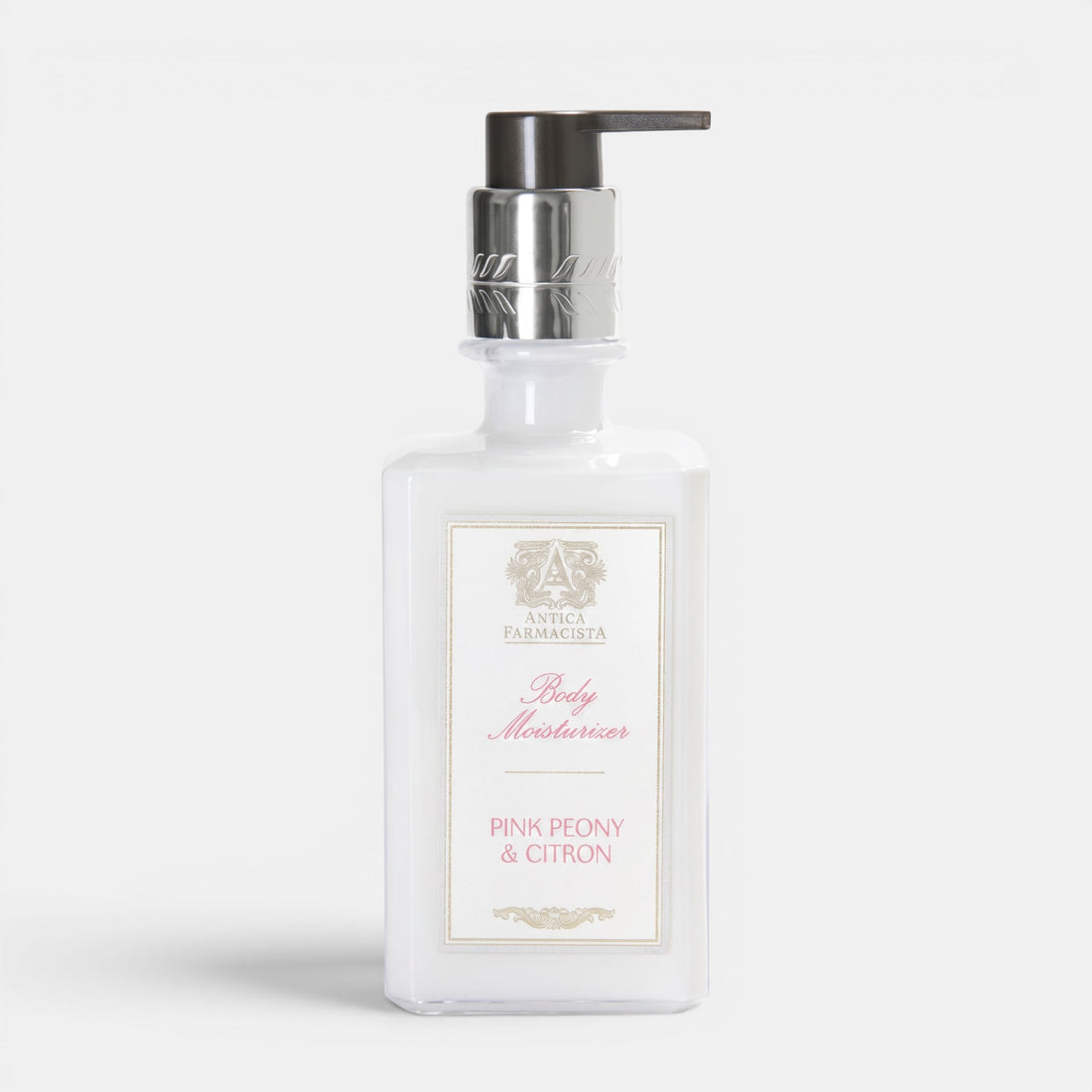 Shop Rescue Spa Antica Farmacista Pink Peony &amp; Citron body moisturizer in a clear pump bottle.