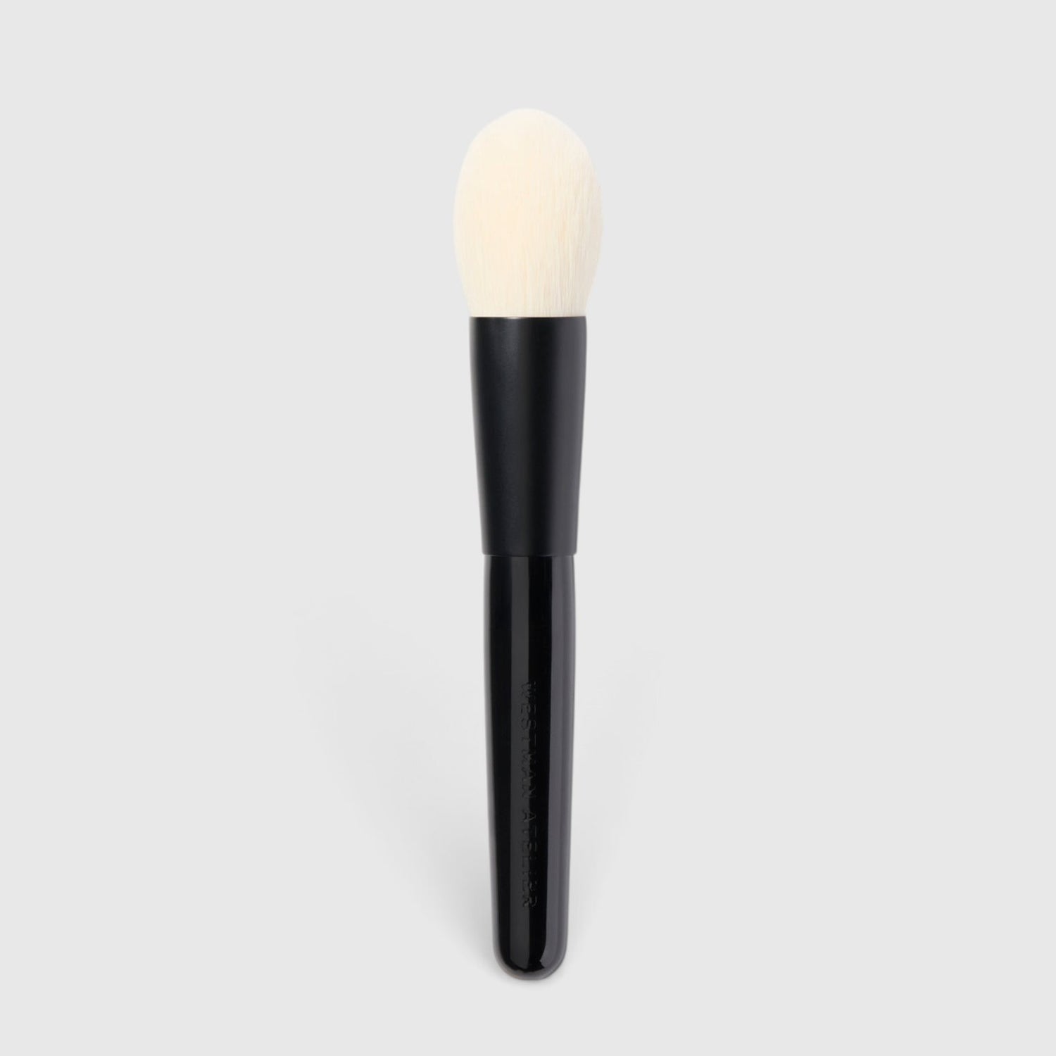 Shop Rescue Spa Powder II tapered makeup brush with soft white bristles and a black lacquered birch wood handle.