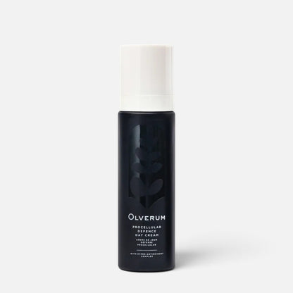 Shop Rescue Spa Olverum Procellular Defence Day Cream in a sleek black pump bottle with a white cap.