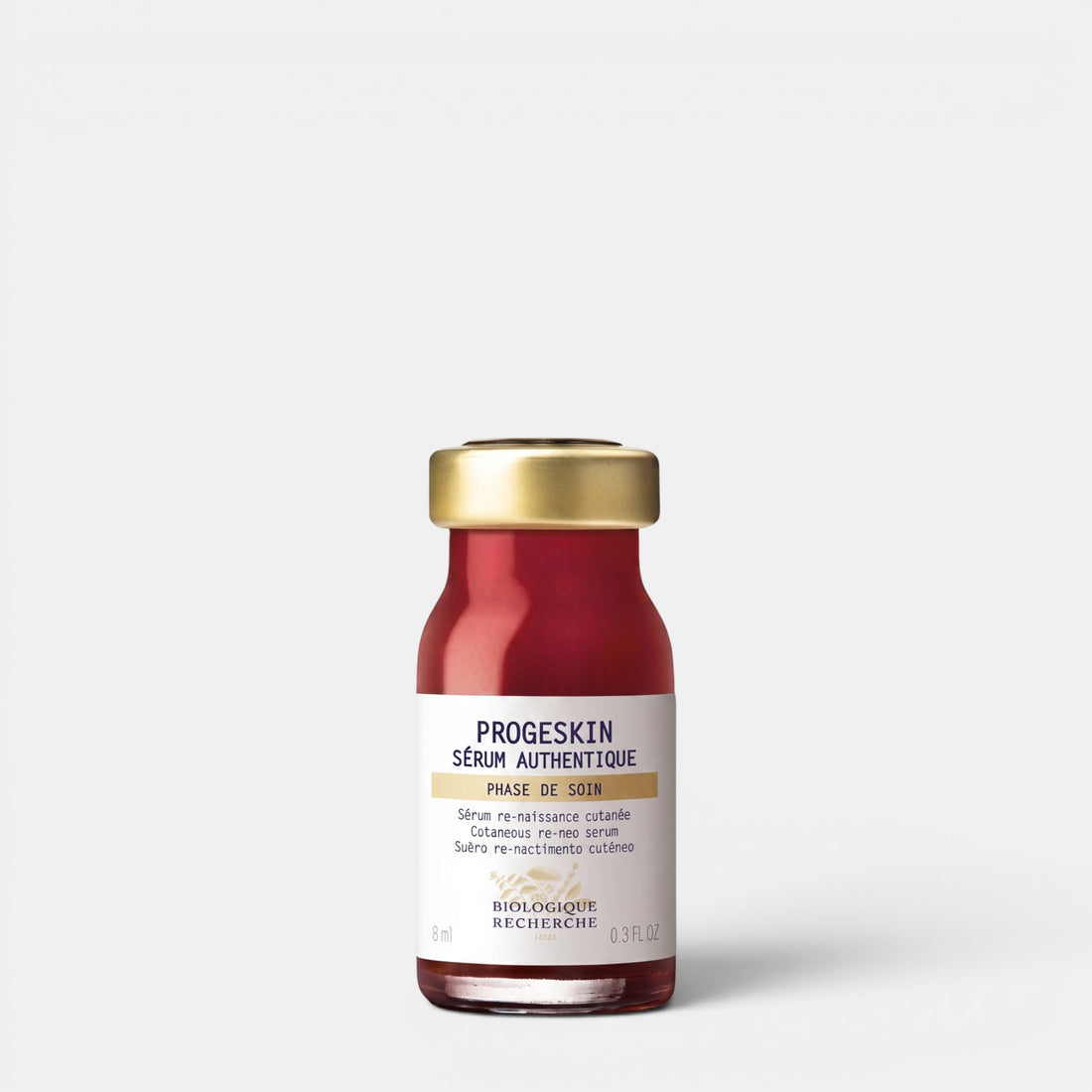 Shop Rescue Spa Biologique Recherche Progeskin anti-aging serum in a small 8ml glass bottle with a gold cap.