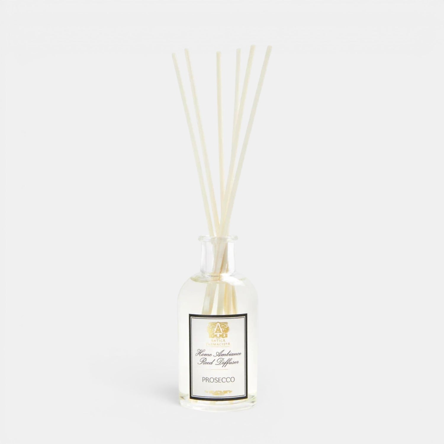 Shop Rescue Spa Prosecco reed diffuser in a clear glass bottle with white reeds for home fragrance