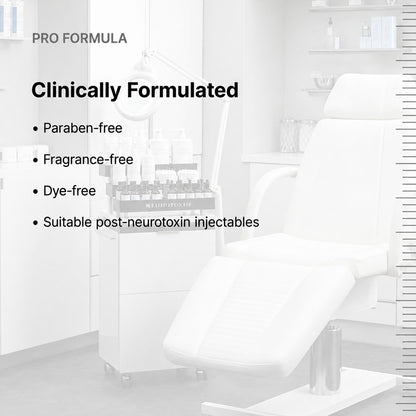 Shop Rescue Spa P-Tiox peptide serum displayed in a clinical setting with a treatment chair and professional skincare