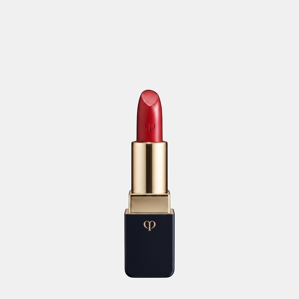 Shop Rescue Spa luxurious satin lipstick in a rich red shade with a lustrous finish and gold accents.