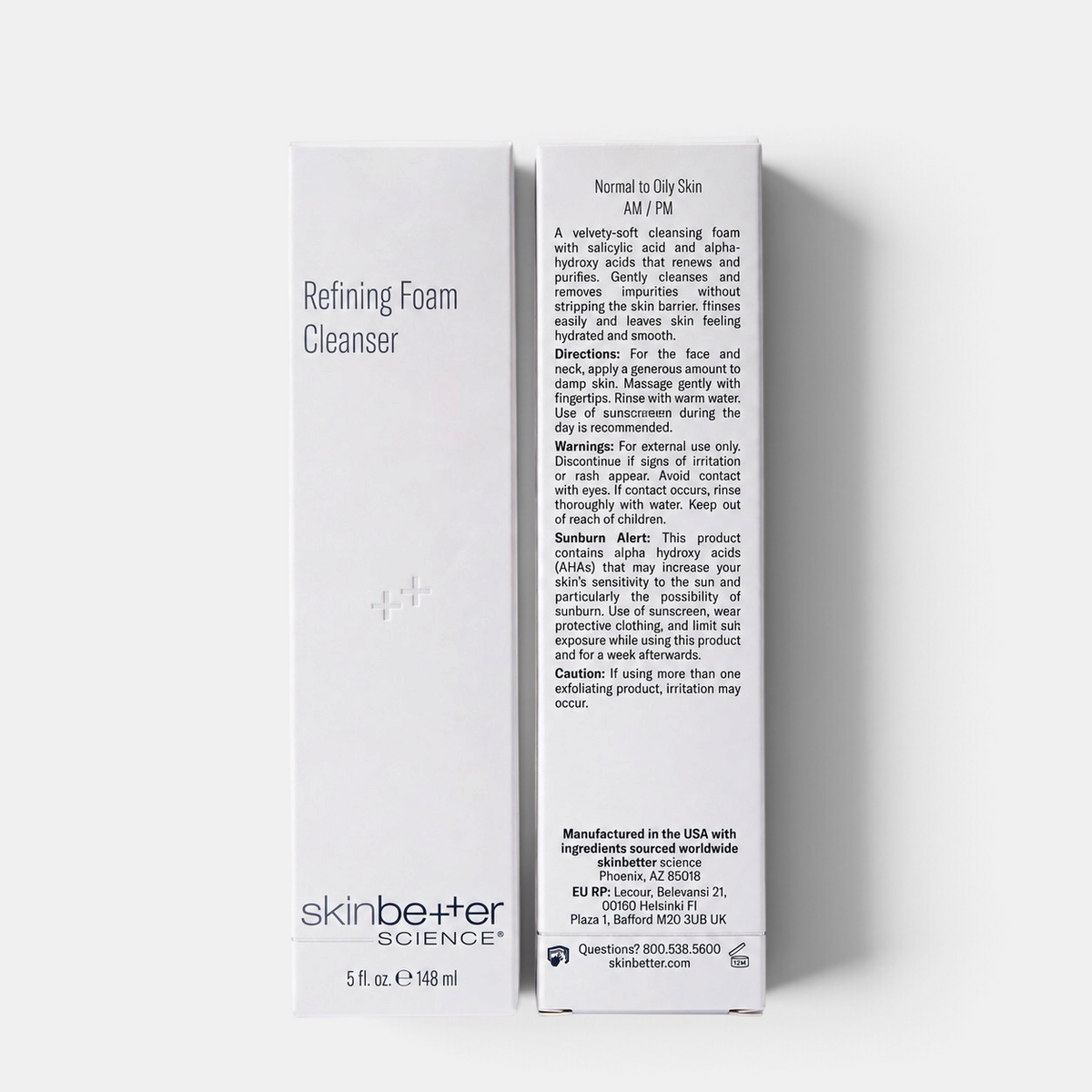 Shop Rescue Spa Refining Foam Cleanser packaging showing product name and usage instructions for normal to oily skin