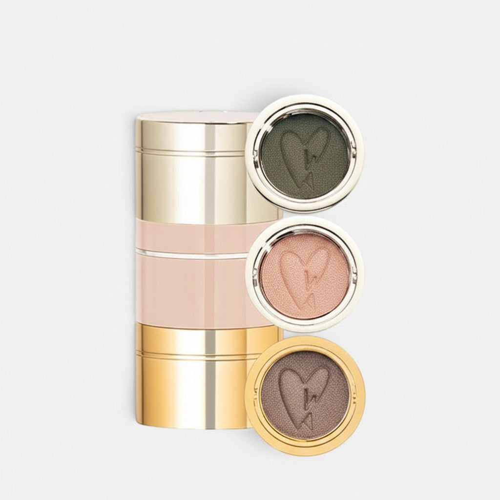 Shop Rescue Spa Rendez-Vous Eye Pods featuring three stackable magnetic eyeshadows in earthy tones with heart embossing.