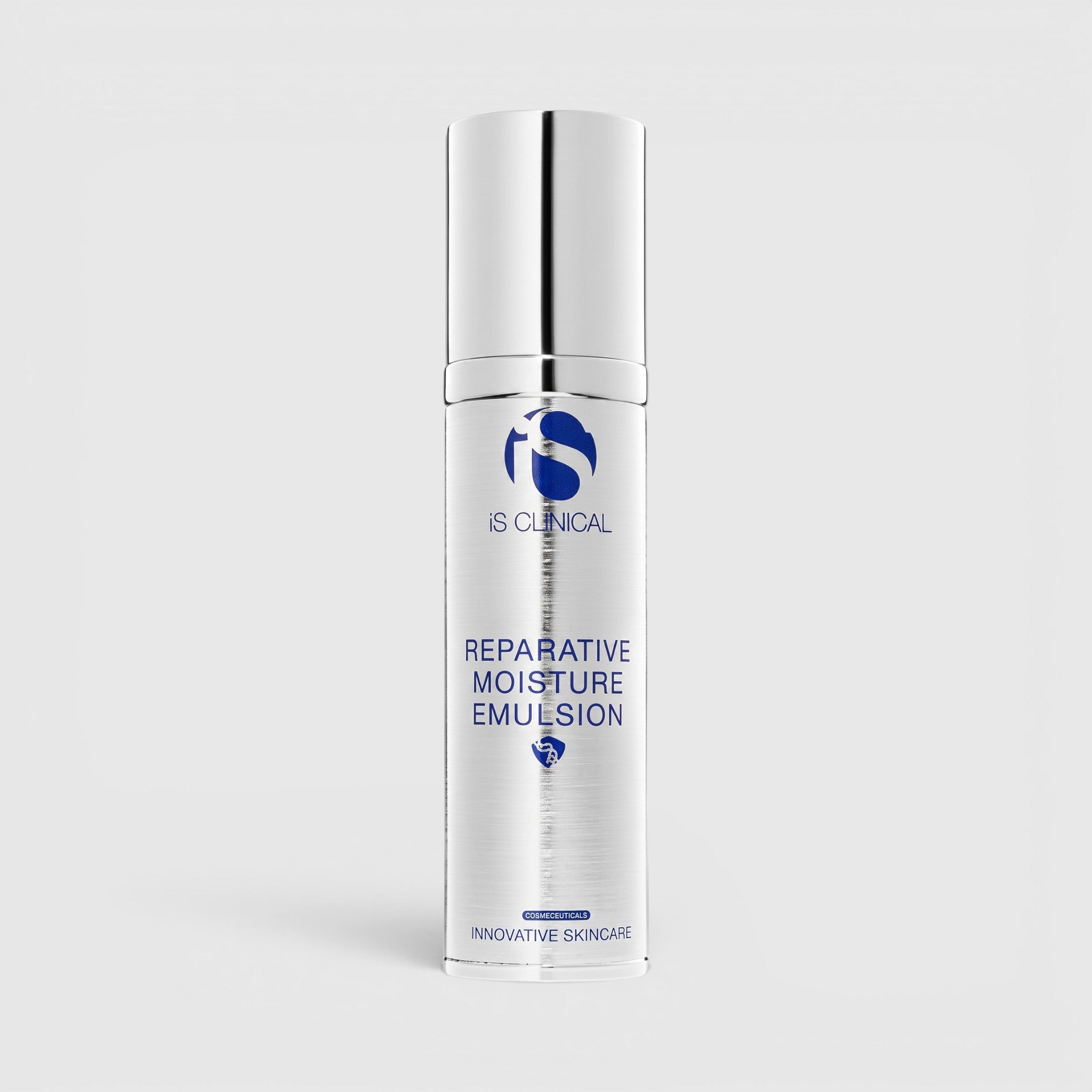 Shop Rescue Spa iS Clinical Reparative Moisture Emulsion 50g hydrating face moisturizer in a silver pump bottle