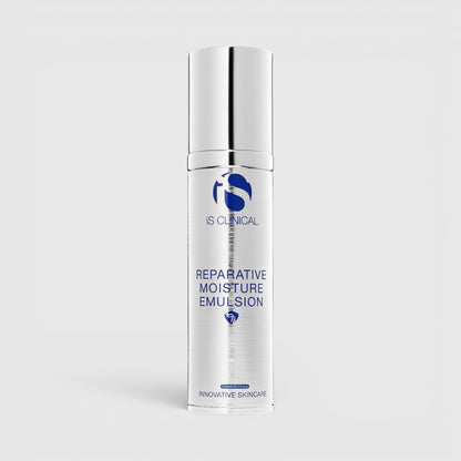 Shop Rescue Spa iS Clinical Reparative Moisture Emulsion 50g hydrating face moisturizer in a silver pump bottle