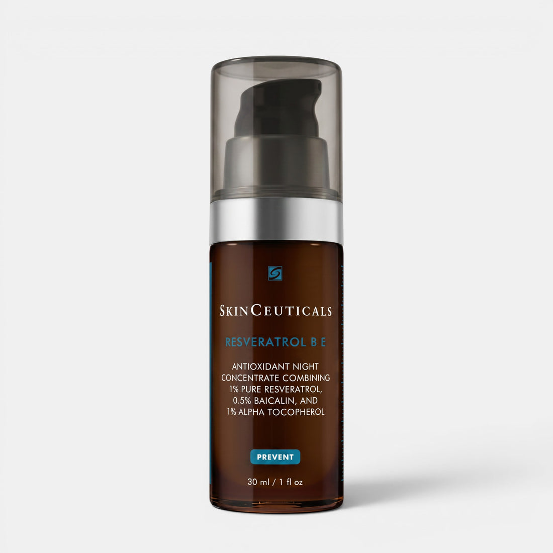 Shop Rescue Spa SkinCeuticals Resveratrol B E antioxidant night concentrate in a 30ml amber pump bottle