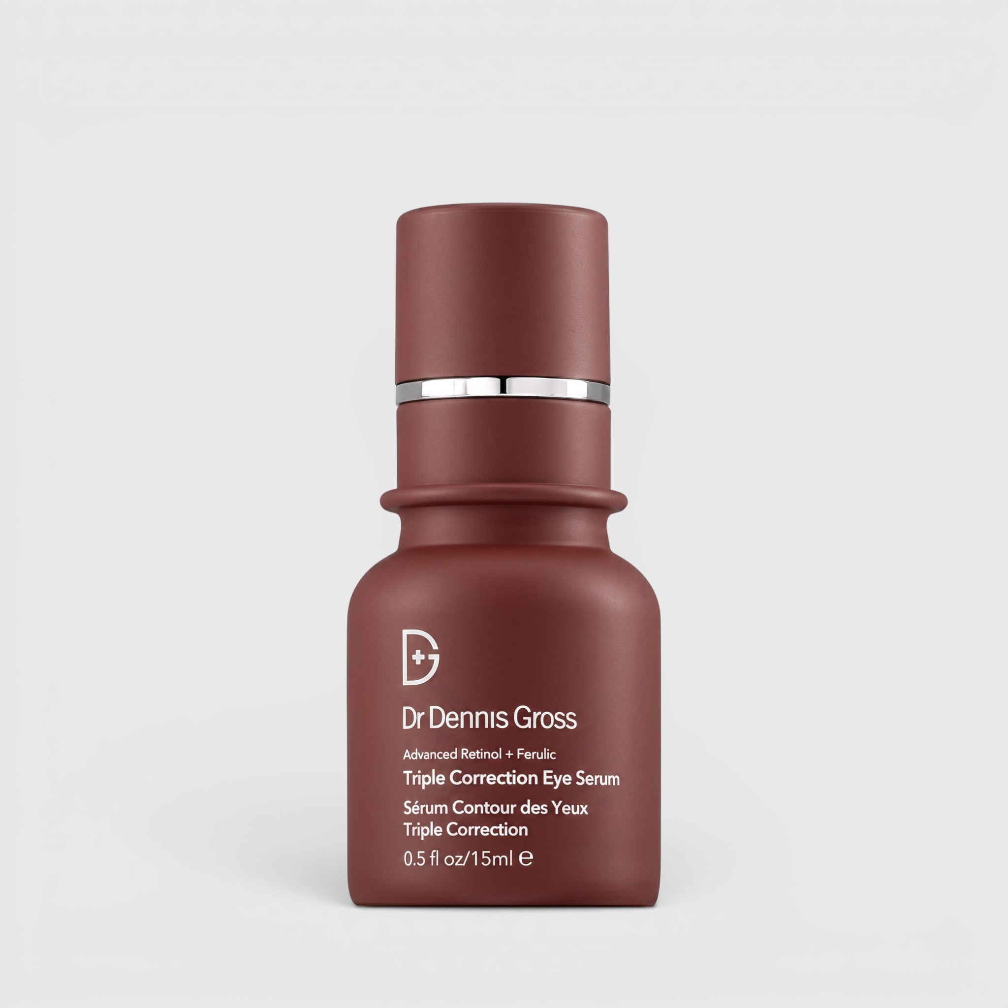 Shop Rescue Spa Dr. Dennis Gross Advanced Retinol + Ferulic Triple Correction Eye Serum in a 15ml dark red bottle.