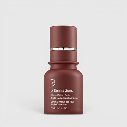 Shop Rescue Spa Dr. Dennis Gross Advanced Retinol + Ferulic Triple Correction Eye Serum in a 15ml dark red bottle.