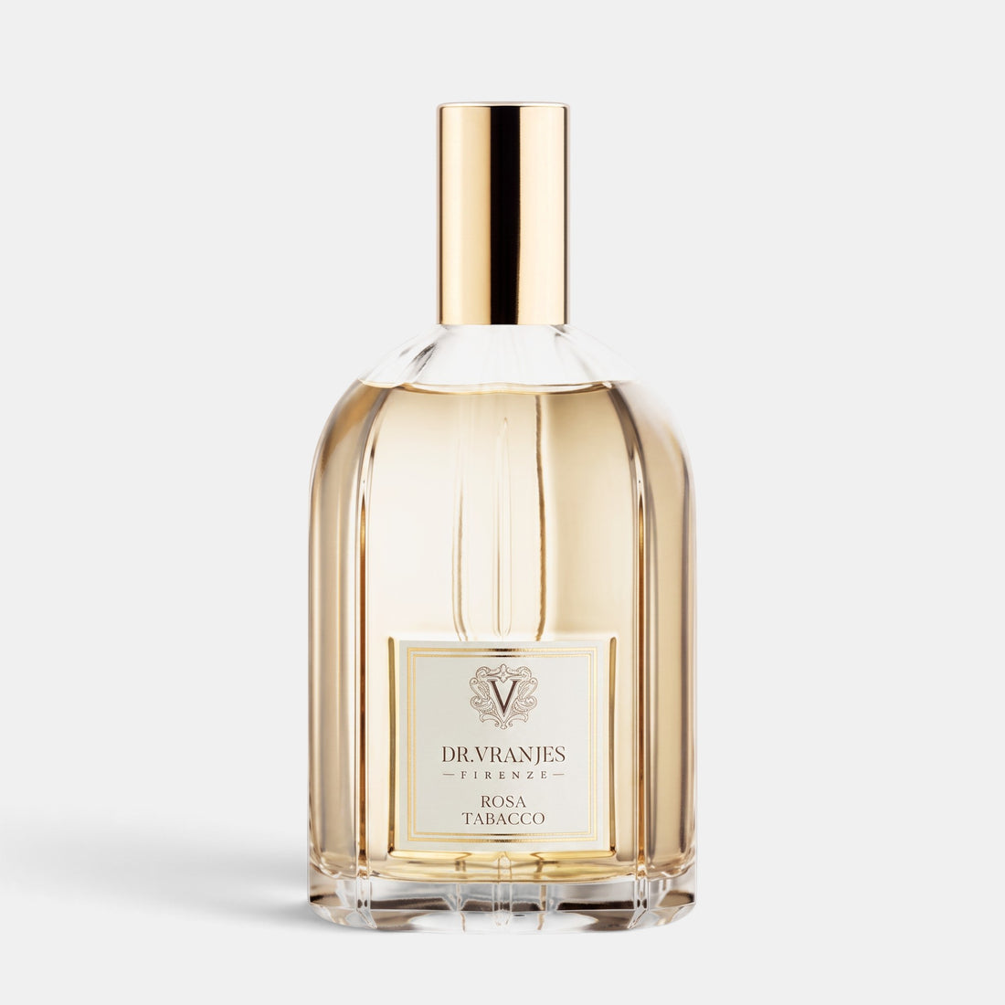 Shop Rescue Spa Dr. Vranjes Firenze Rosa Tabacco room spray in a 100ml glass bottle with a gold cap.