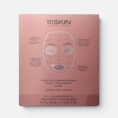 Shop Rescue Spa 111SKIN Rose Gold Brightening Facial Treatment Mask box with diagram of face application areas