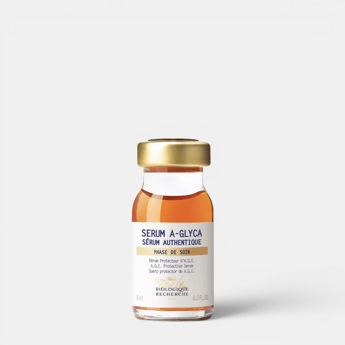 Shop Rescue Spa Biologique Recherche Serum A-Glyca anti-aging serum in a small glass vial with a gold cap.