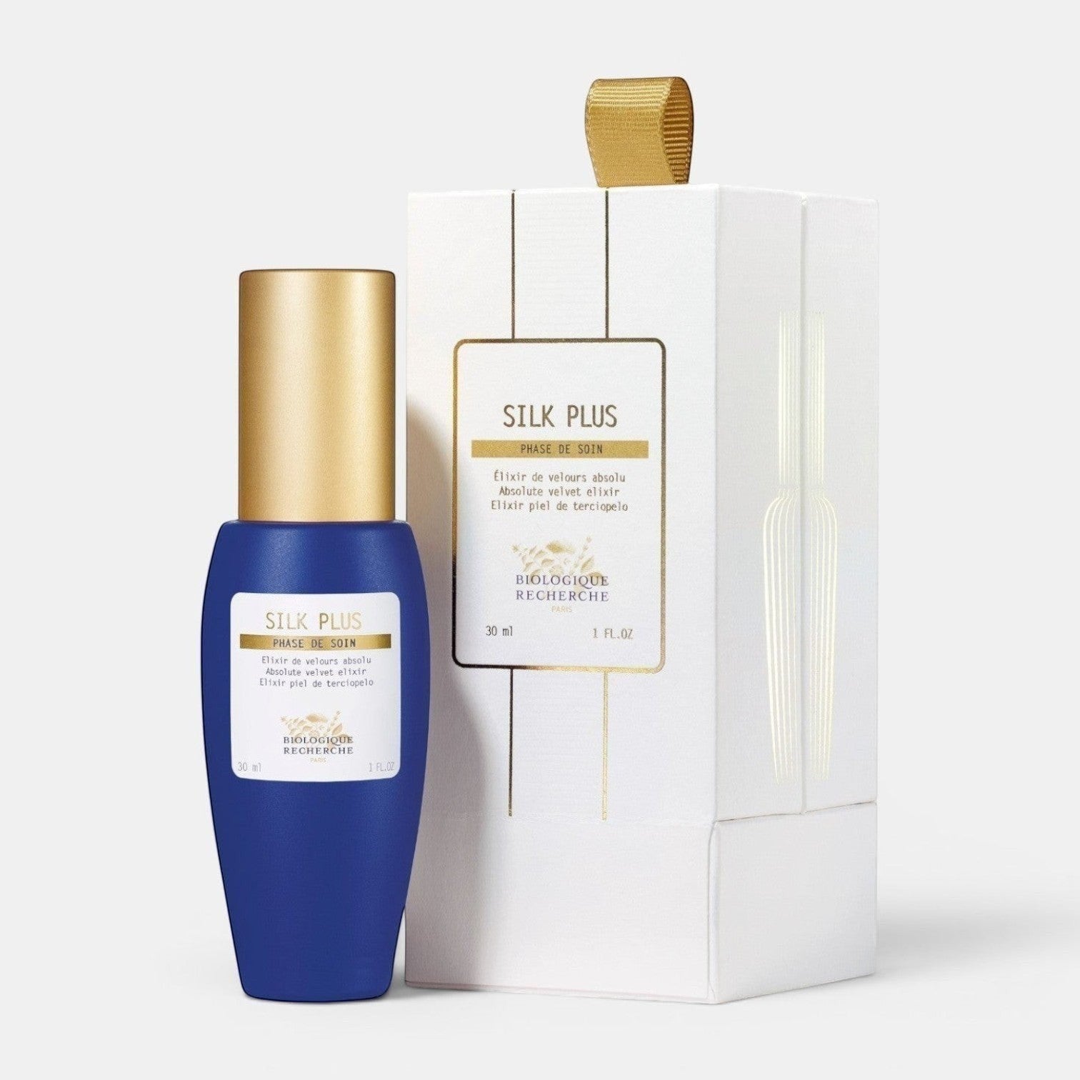 Shop Rescue Spa Biologique Recherche Serum Silk Plus bottle and white gift box for oily and sensitive skin
