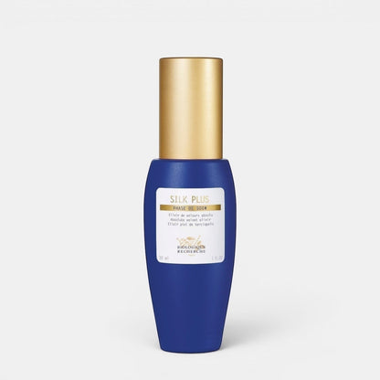 Shop Rescue Spa Serum Silk Plus in a blue bottle with a gold cap for mattifying and balancing sensitive oily skin.