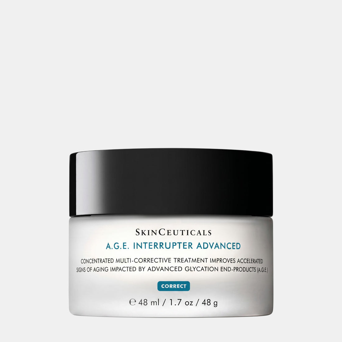 Shop Rescue Spa SkinCeuticals A.G.E. Interrupter Advanced anti-aging face cream in a 48ml white jar with black lid.