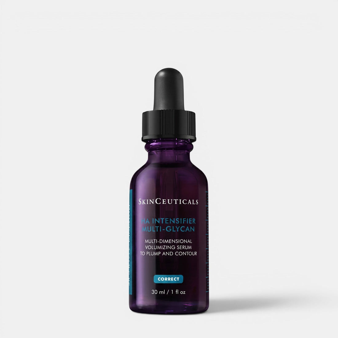 Shop Rescue Spa SkinCeuticals HA Intensifier Multi-Glycan volumizing serum in a purple glass dropper bottle.