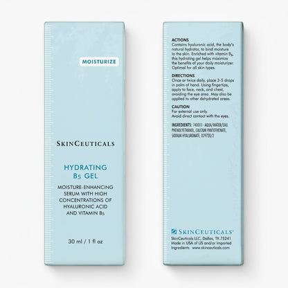 Shop Rescue Spa SkinCeuticals Hydrating B5 Gel serum bottle packaging showing product details and directions