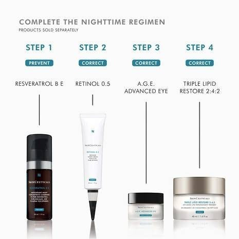 Shop Rescue Spa nighttime skincare regimen featuring four SkinCeuticals products including Triple Lipid Restore 2:4:2