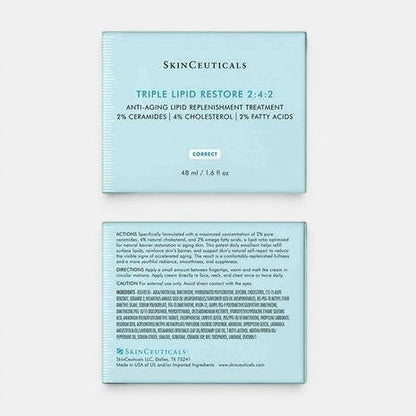 Shop Rescue Spa SkinCeuticals Triple Lipid Restore 2:4:2 anti-aging cream packaging showing front and back labels.