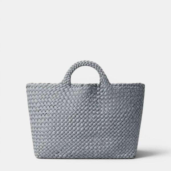 Shop Rescue Spa St. Barths Double Weave Tote in marina grey-blue neoprene with braided handles and woven texture.