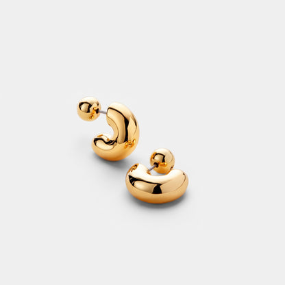 Shop Rescue Spa Tome small chubby gold hoop earrings with custom ball backing and high-polish finish
