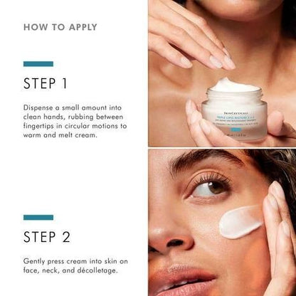 Shop Rescue Spa application guide for Triple Lipid Restore 2:4:2 anti-aging cream showing steps to apply to skin