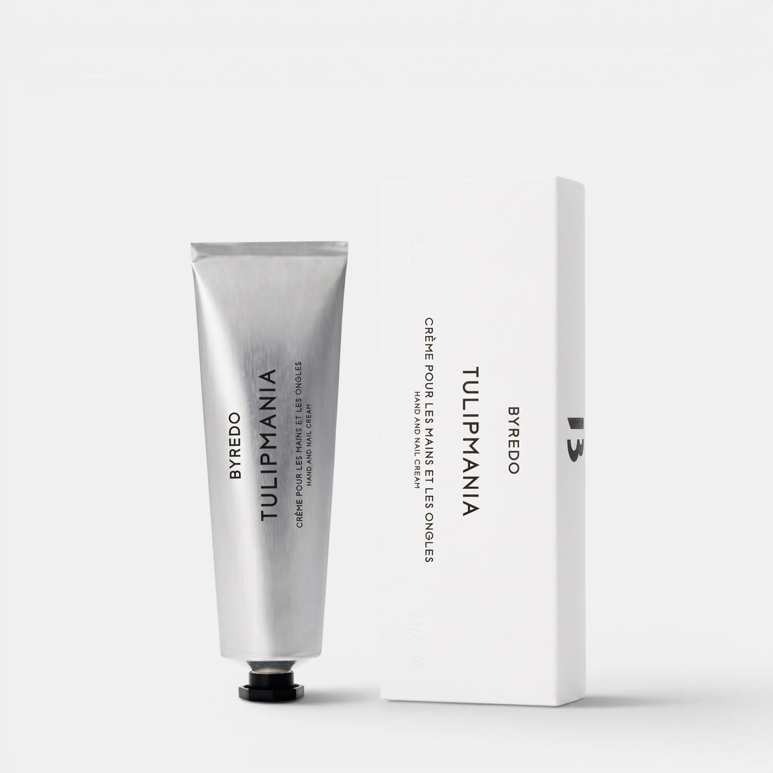 Shop Rescue Spa Byredo Tulipmania hand and nail cream tube with its matching white product box.