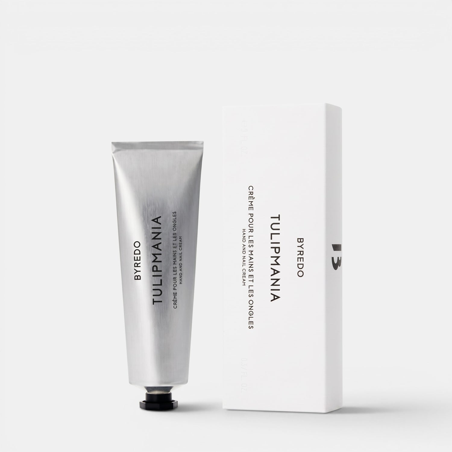 Shop Rescue Spa Byredo Tulipmania hand and nail cream tube with its matching white product box.