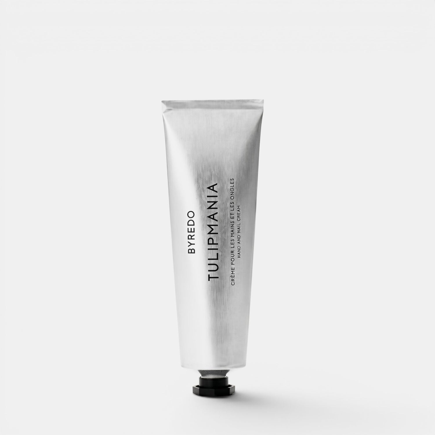 Shop Rescue Spa Byredo Tulipmania hand and nail cream in a sleek silver metal tube with black cap
