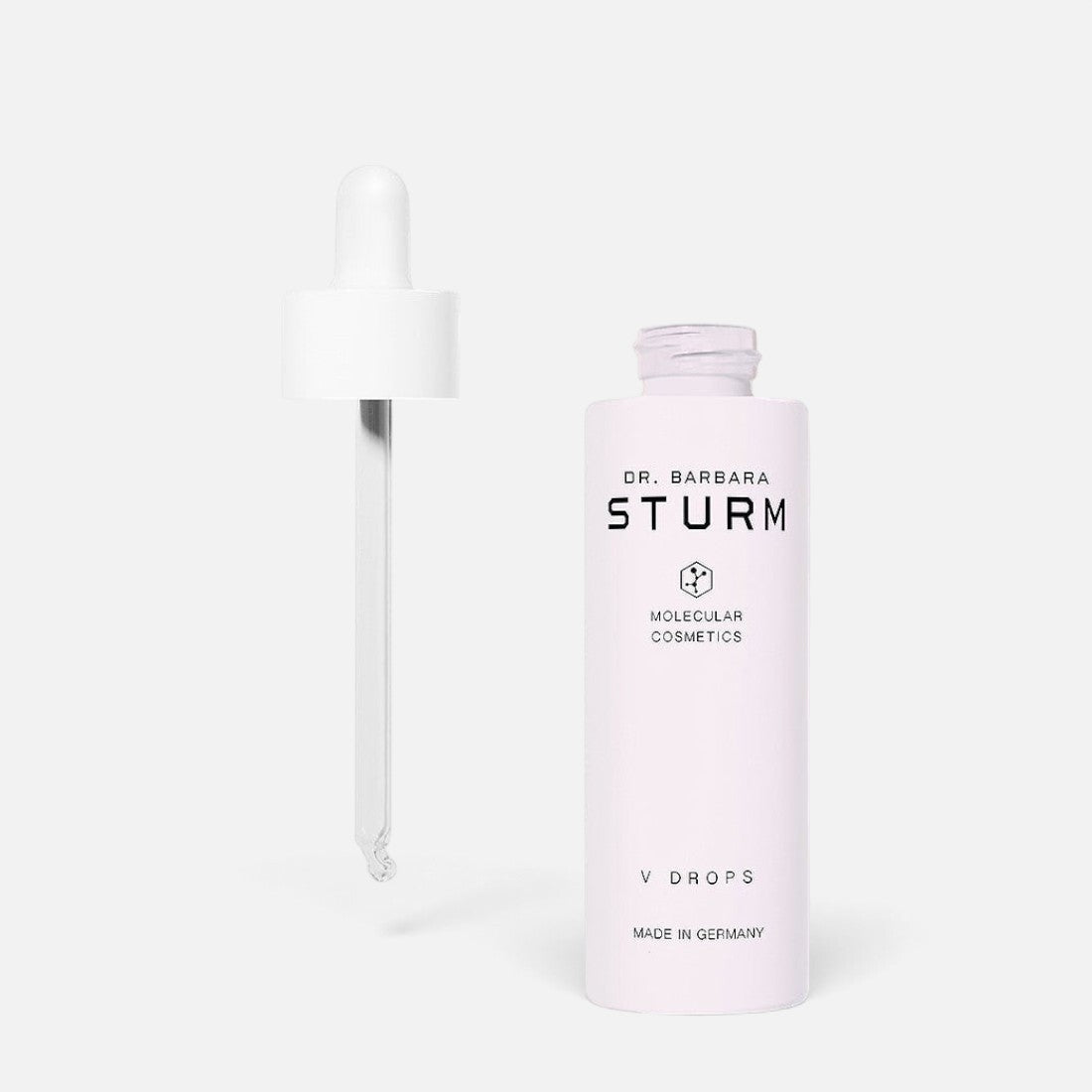 Shop Rescue Spa Dr. Barbara Sturm V Drops intimate serum in a light pink bottle with a glass dropper applicator.