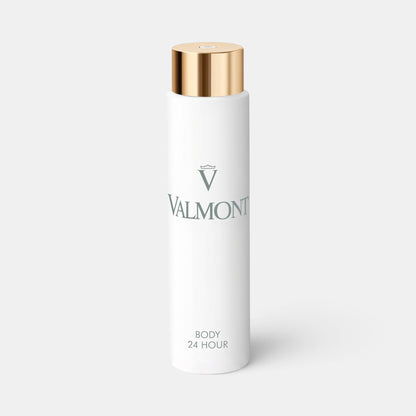 Shop Rescue Spa Valmont Body 24 Hour moisturizing cream in a white 150ml bottle with a gold cap