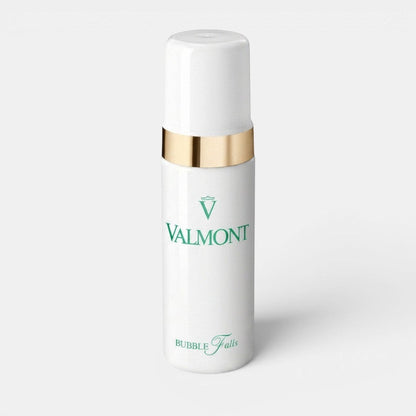 Shop Rescue Spa Valmont Bubble Falls balancing cleansing foam in a white 150ml pump bottle with gold trim.
