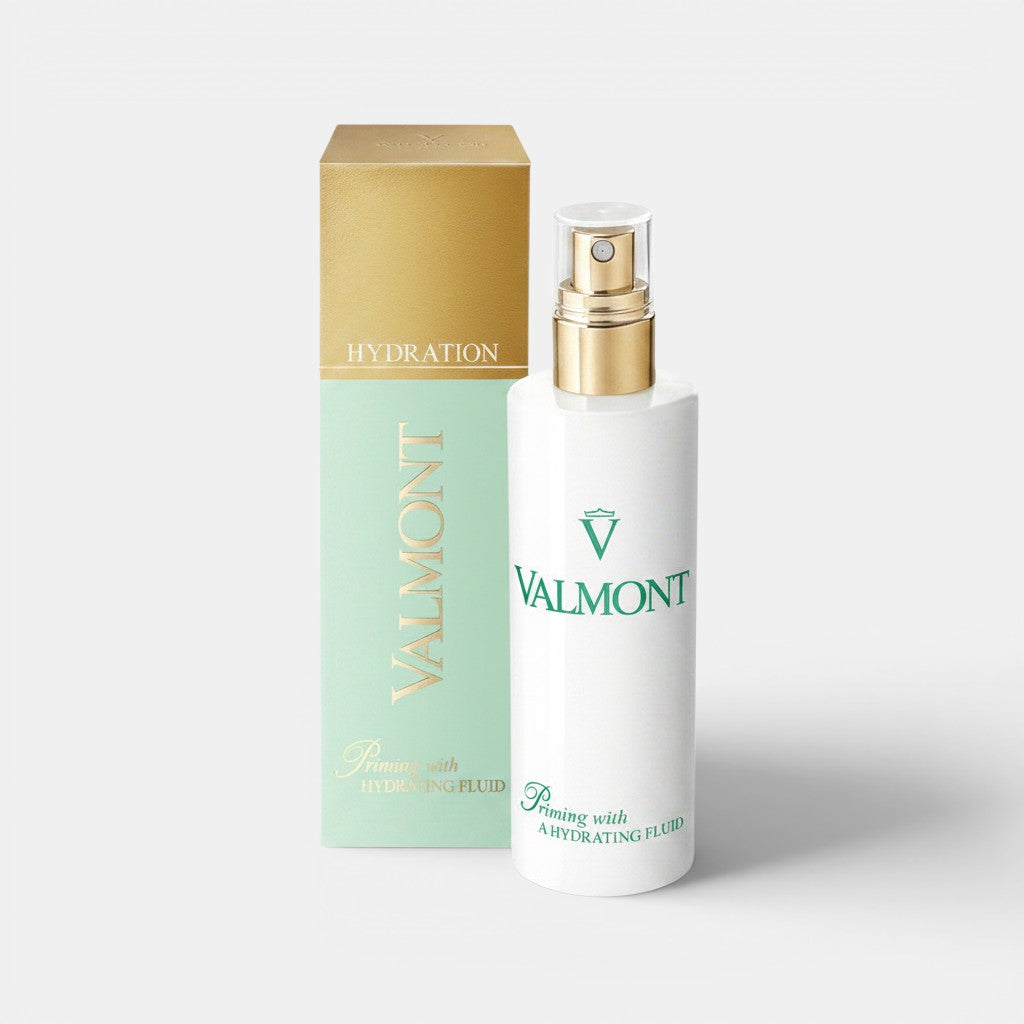 Shop Rescue Spa Valmont Priming with a Hydrating Fluid spray bottle and box for refreshing and moisturizing skin.